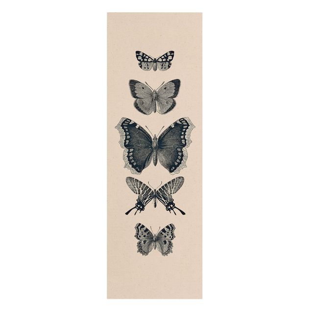 schöne Leinwandbilder Tusche Schmetterlinge auf Beige