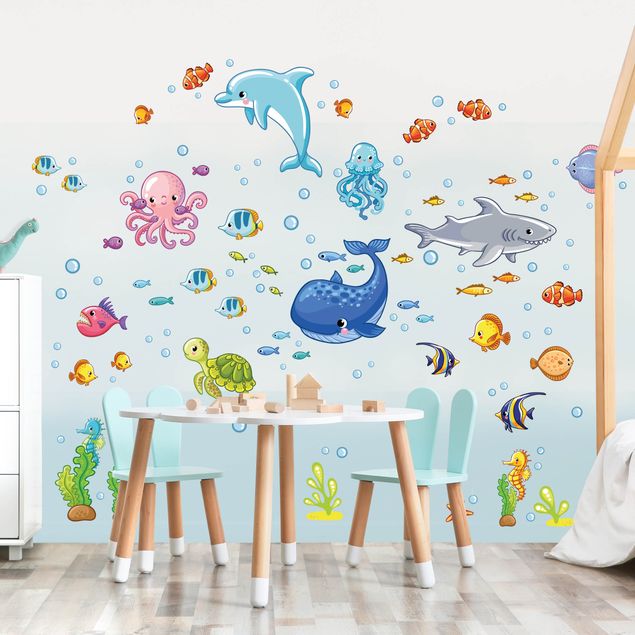 WandtattooUnterwasserwelt 1 Unterwasserwelt Ozean Meerestiere Fische Wandsticker für Kinderzimmer 