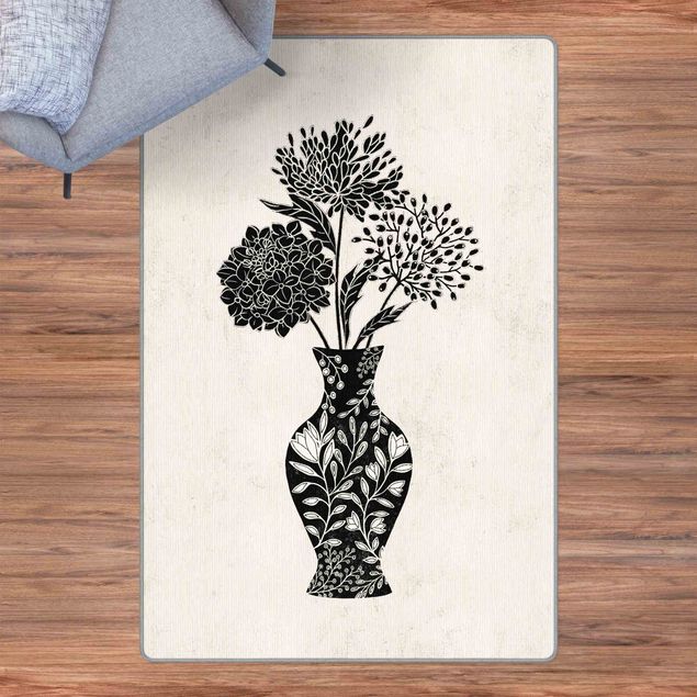 Teppich schwarz-weiß Vase V