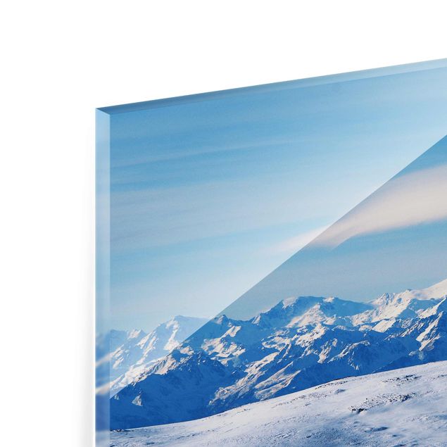Glasbild - Verschneite Bergwelt - Querformat