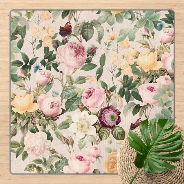 Teppich Blumenmuster Vintage Blumen Illustration XXL