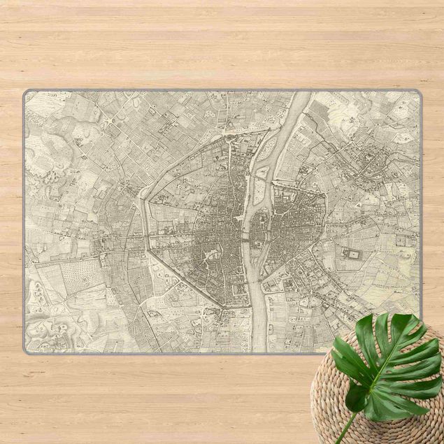 Moderne Teppiche Vintage Karte Paris