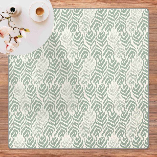 Teppich grün Vintage Muster Zweig mit Blättern