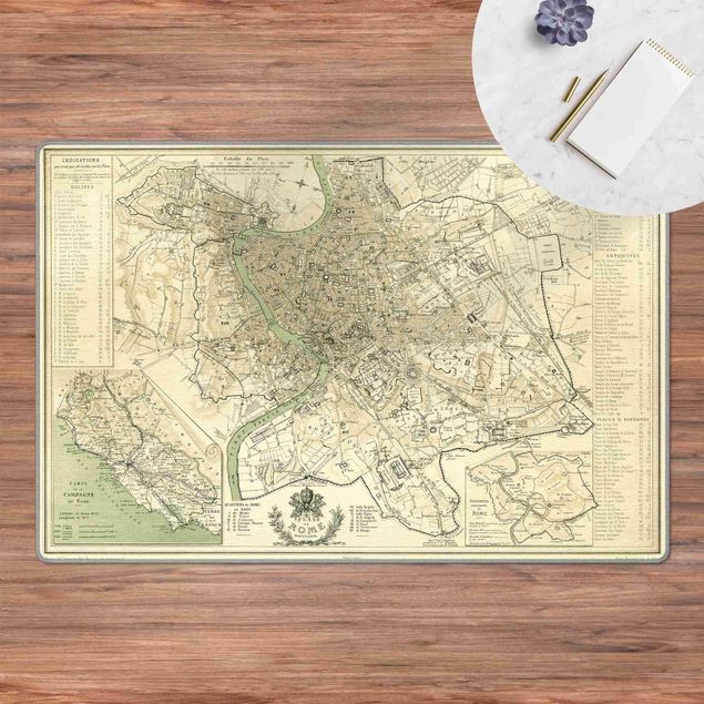 Teppich Weltkarte Vintage Stadtplan Rom Antik