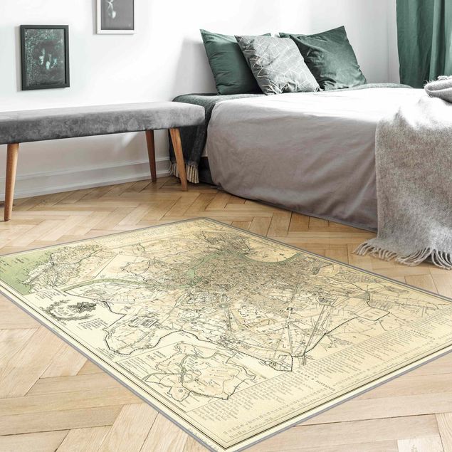 Teppich beige Vintage Stadtplan Rom Antik