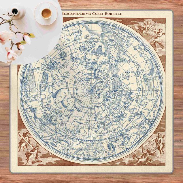 Teppich Weltkarte Vintage Sternenkarte Nördliche Hemissphere