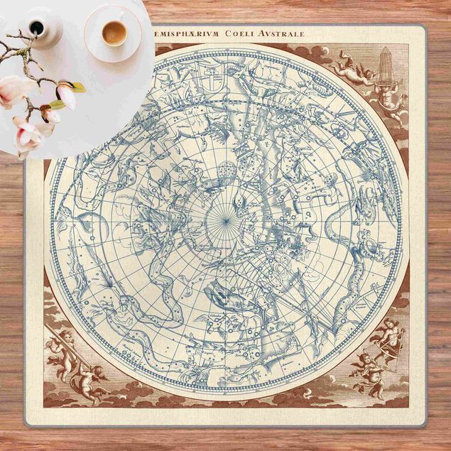 Teppich Weltkarte Vintage Sternenkarte Südliche Hemissphere