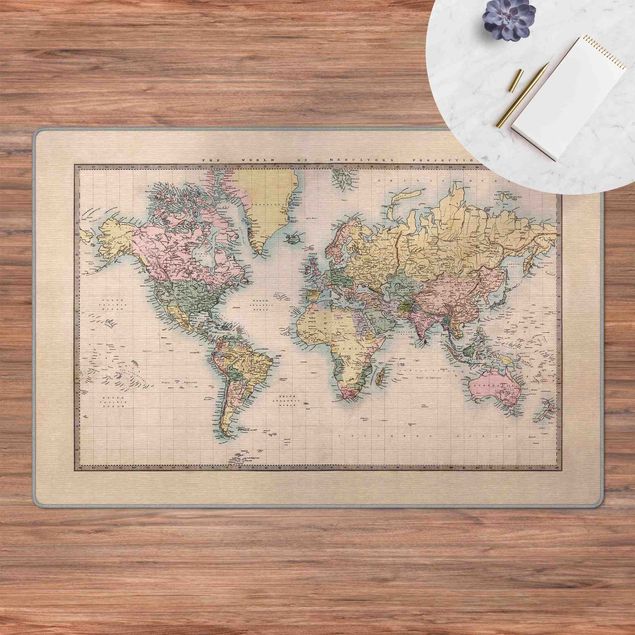 Teppich Weltkarte Vintage Weltkarte um 1850