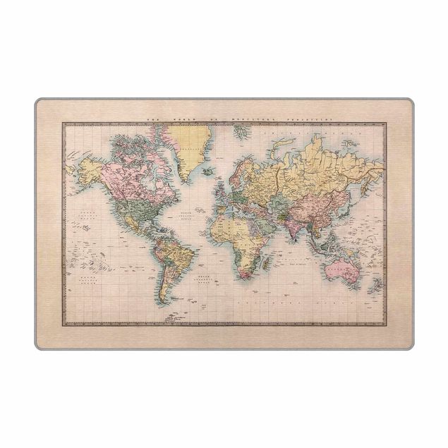 Teppich - Vintage Weltkarte um 1850