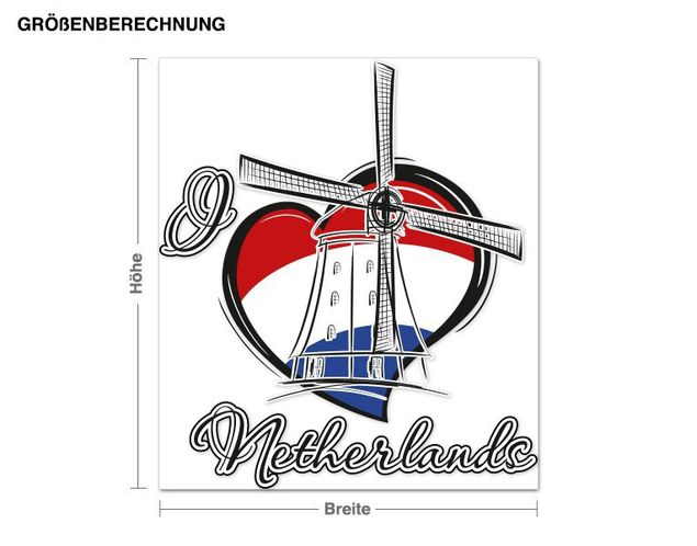 Wandsticker I love Netherlands