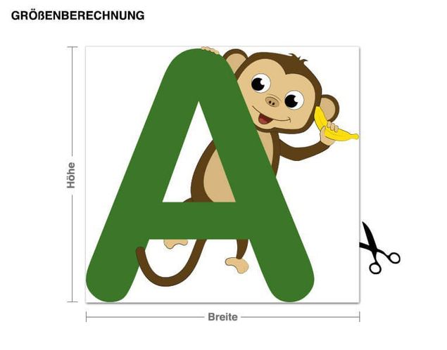 Wandtattoo Sprüche Kinder ABC - Affe