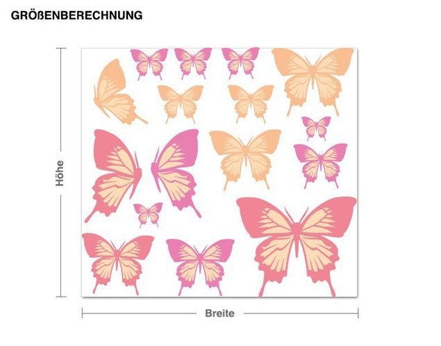 Wandtattoo Vögel Pastellfarbenes Schmetterlings-Set