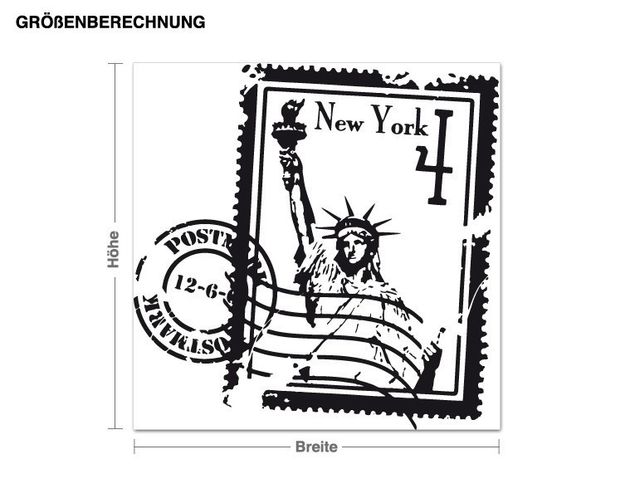 New York Wandtattoo Briefmarke New York