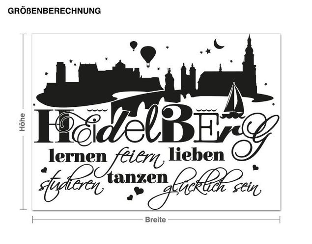 Skyline Wandtattoo Glücklich in Heidelberg