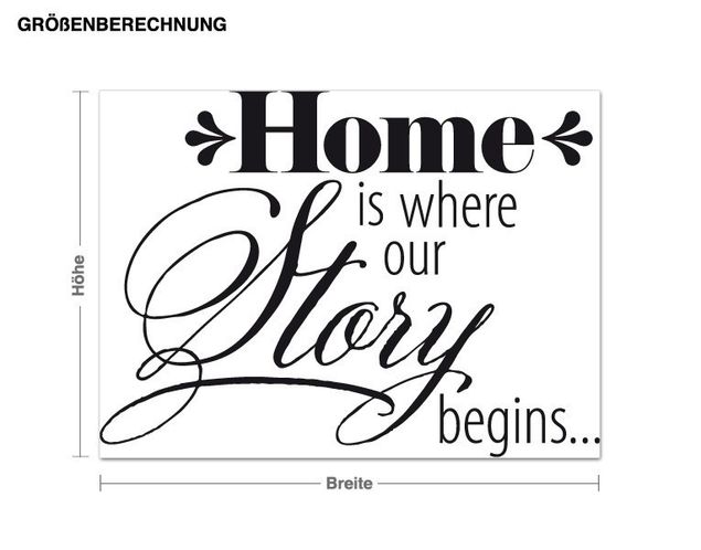 Wandtattoo Sprüche Home is where our Story begins