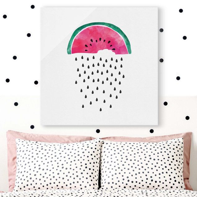 XXL Glasbilder Wassermelonen Regen