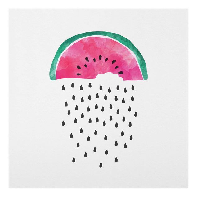 Glasbild - Wassermelonen Regen - Quadrat