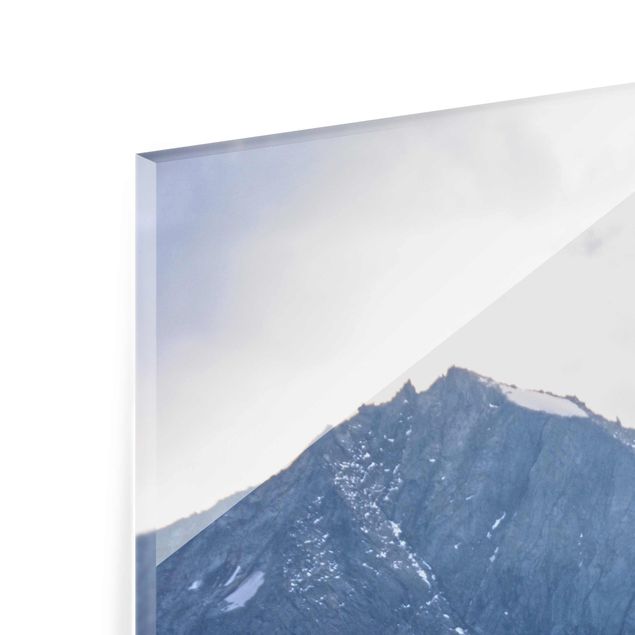 Glasbild - Wegmarkierung in den Alpen - Hochformat