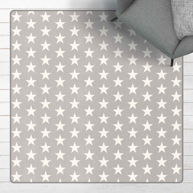 Moderne Teppiche Weiße Sterne auf grauem Hintergrund
