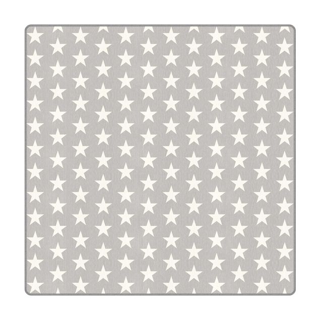 Teppich - Weiße Sterne auf grauem Hintergrund