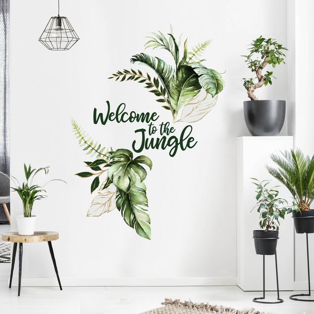 Wandtattoo - Welcome to the Jungle - Blätter Aquarell