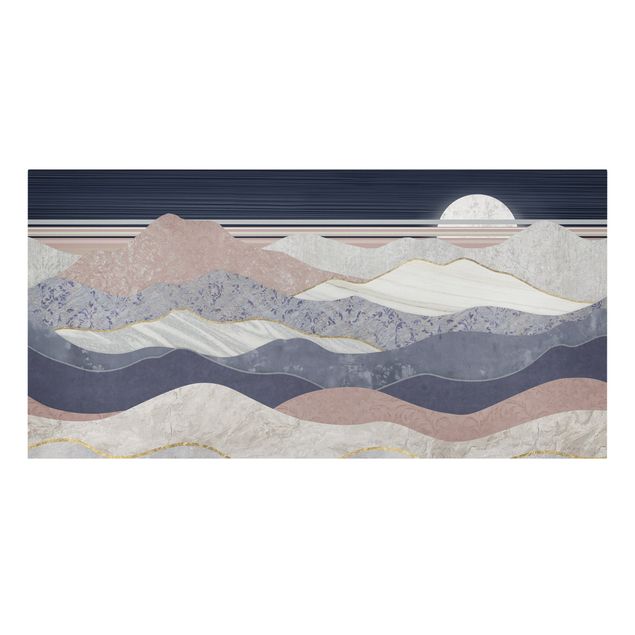 Leinwandbild - Wellenförmige Berglandschaft - Querformat 2:1