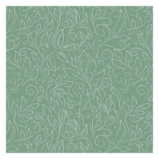 selbstklebende Tapete Wildes Pflanzen Muster auf Grün