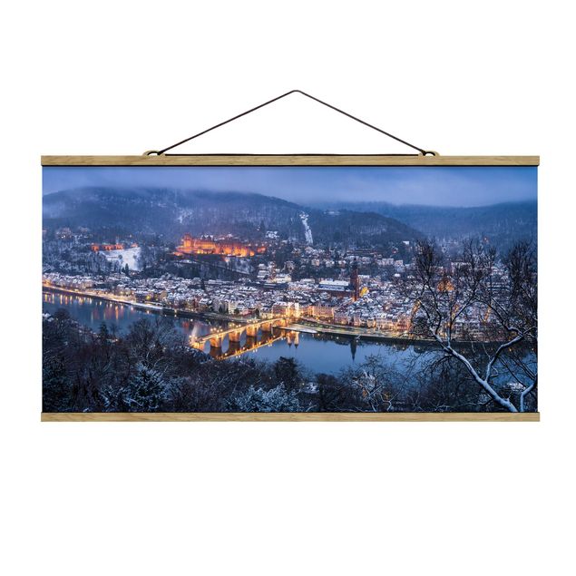 Stoffbild mit Posterleisten - Winterliches Heidelberg - Querformat 2:1
