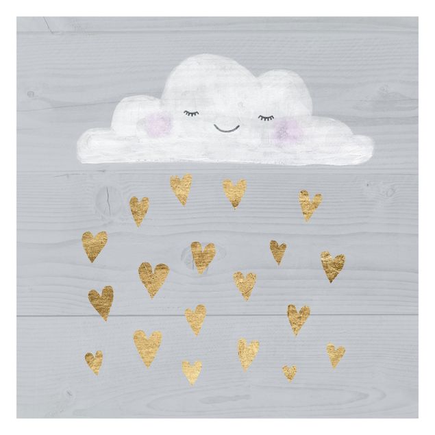 Fototapete - Wolke mit goldenen Herzen