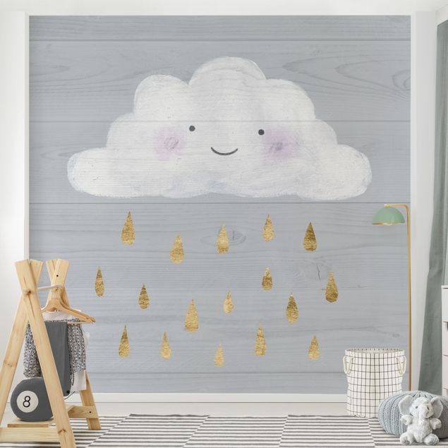 Moderne Tapeten Wolke mit goldenen Regentropfen