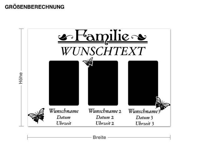 Wandtattoo Zitate Wunschtext-Familien Rahmen