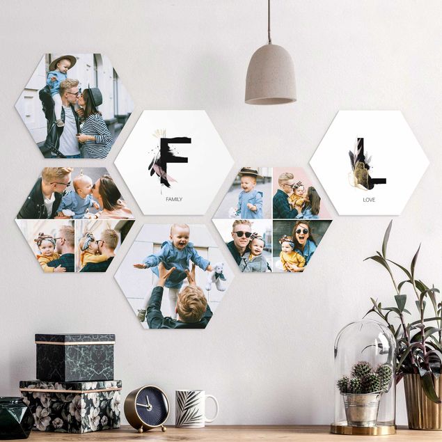 Wandbilder 6-teiliges Hexagon Bild Alu-Dibond seidenmatt selbst gestalten