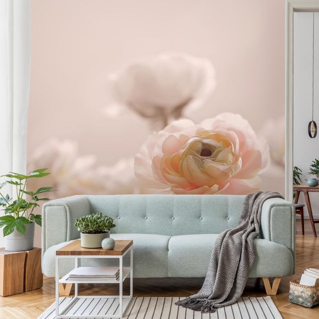 Design Tapeten Zarter Strauch an Rosa Blüten