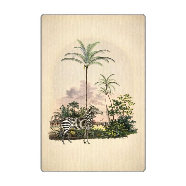Teppich - Zebra vor Palmen Illustration