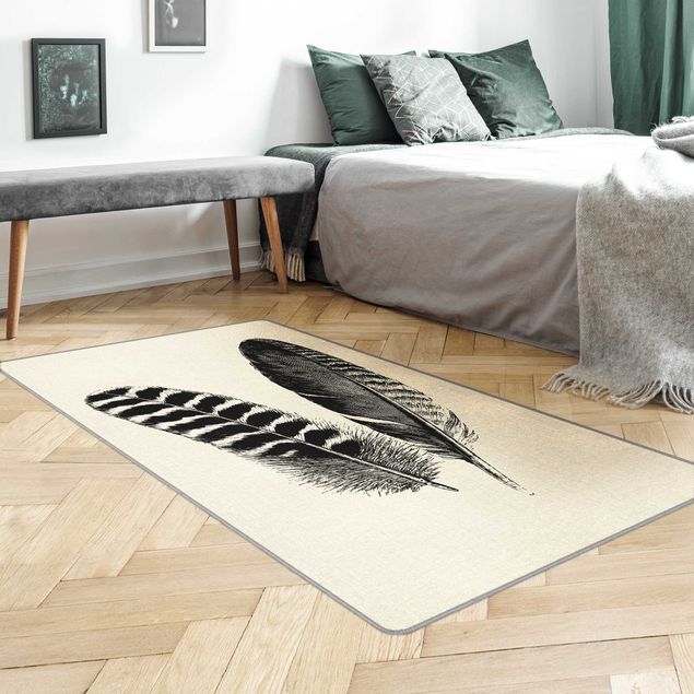 Moderne Teppiche Zwei Federn - Zeichnung