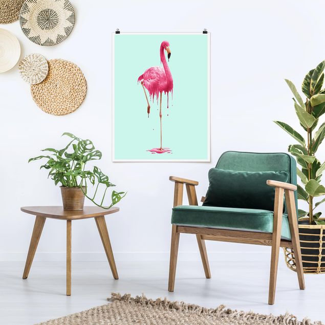 Moderne Poster Schmelzender Flamingo