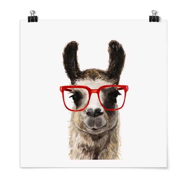 Poster - Hippes Lama mit Brille II - Quadrat 1:1