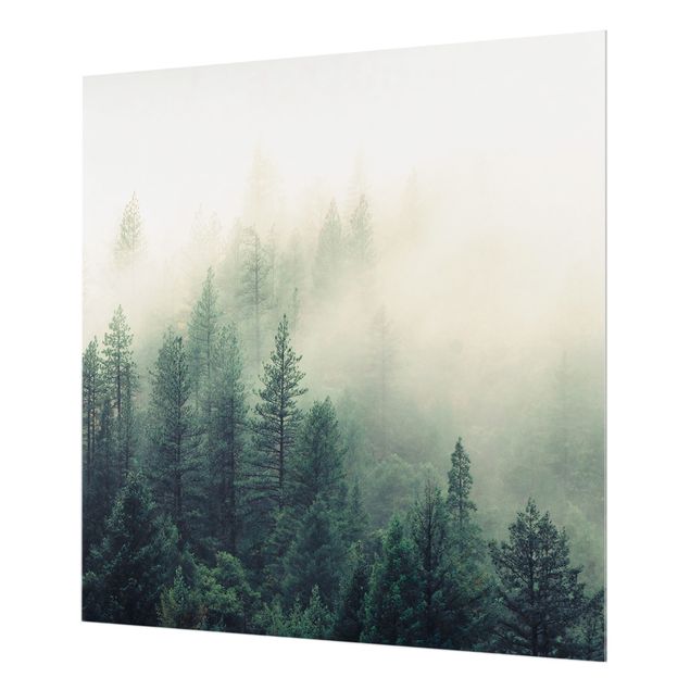 Spritzschutz Wald im Nebel Erwachen