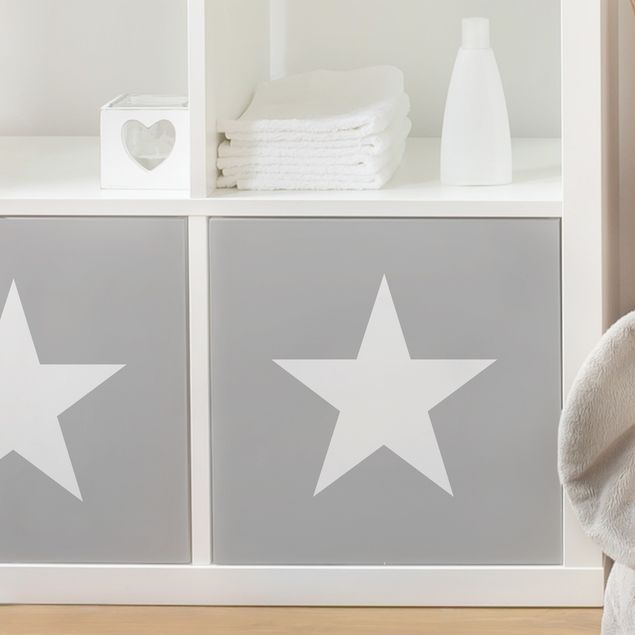 Möbelfolie Kinderzimmer - Weiße Sterne auf Grau