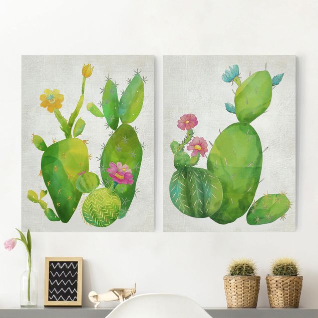 Leinwandbilder modern Kaktusfamilie Set II