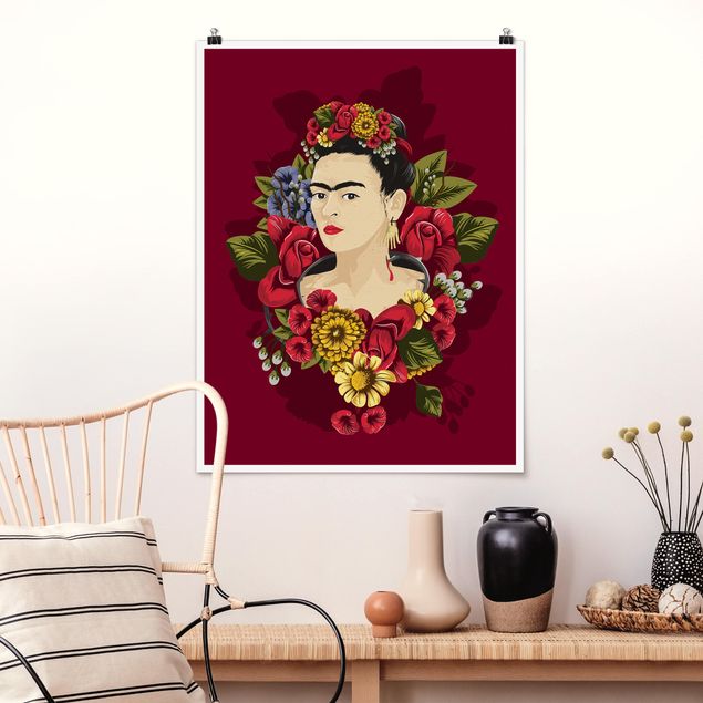 Wand Poster XXL Frida Kahlo - Rosen