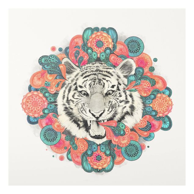 Forex Fine Art Print - Illustration Tiger Zeichnung Mandala Paisley - Quadrat 1:1