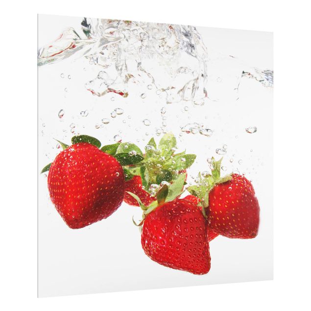 Glas Spritzschutz - Strawberry Water - Quadrat - 1:1