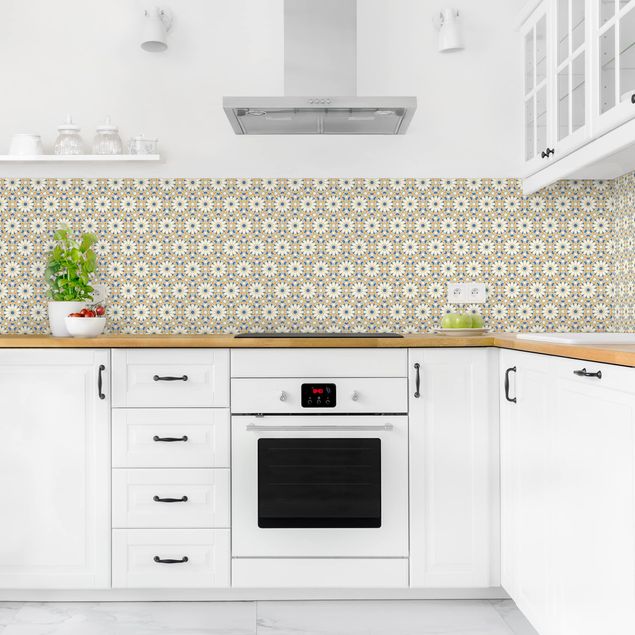 Wandpaneele Küche Orientalisches Muster mit gelben Sternen
