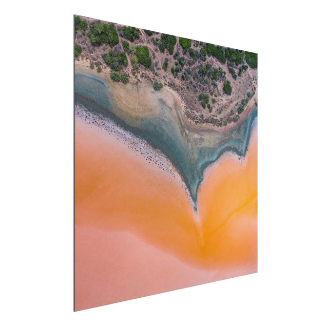 Alu-Dibond - Oranges Seeufer auf Sardinien - Quadrat
