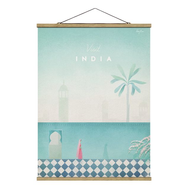 Stoffbild mit Posterleisten - Reiseposter - Indien - Hochformat 3:4