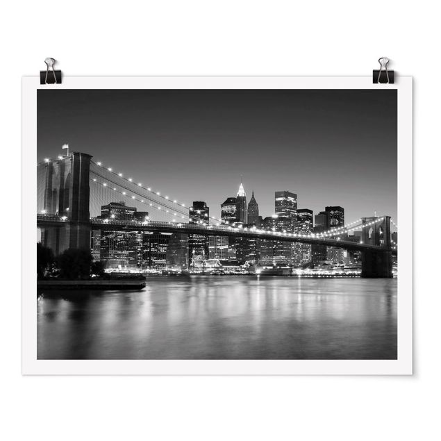 Poster Skylines Brooklyn Brücke in New York II
