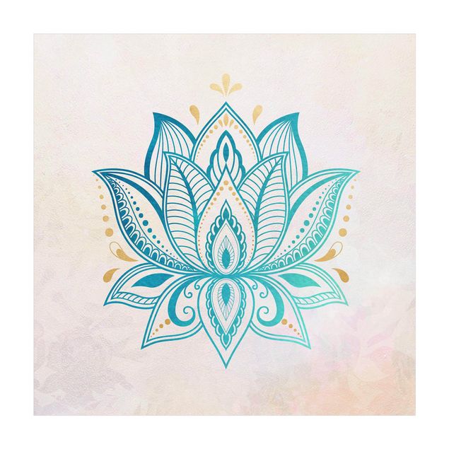 Teppich türkis Lotus Illustration Mandala gold blau