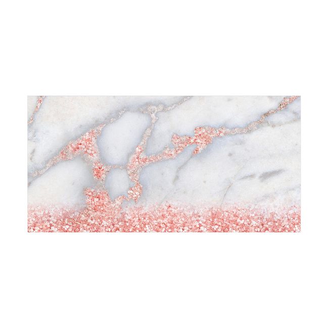 Teppich Marmor Optik Mamoroptik mit Rosa Konfetti
