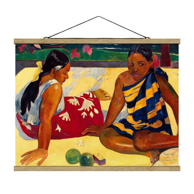 Stoffbilder mit Posterleisten Paul Gauguin - Frauen von Tahiti
